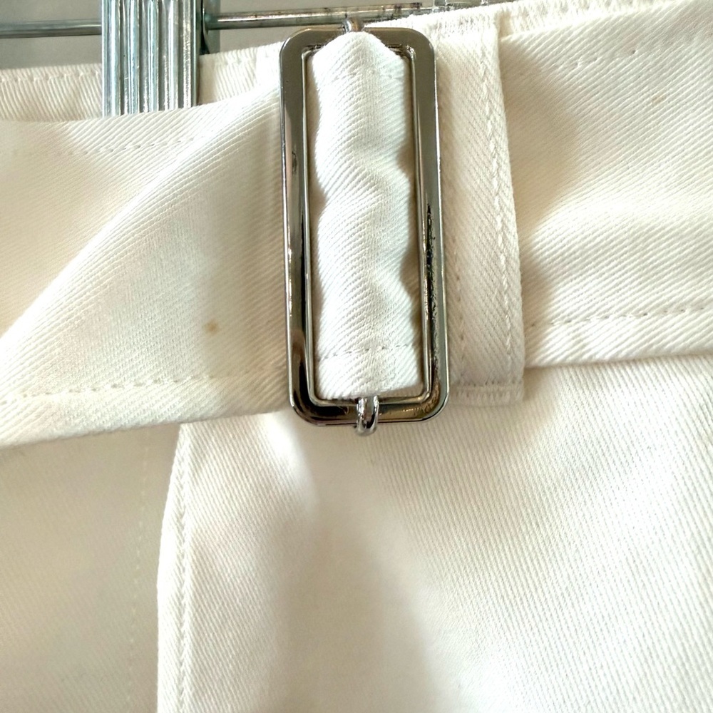 Lacoste White Belted A-Line Skirt Size 40 Chic Preppy Classic 100% Cotton - Picture 11 of 13
